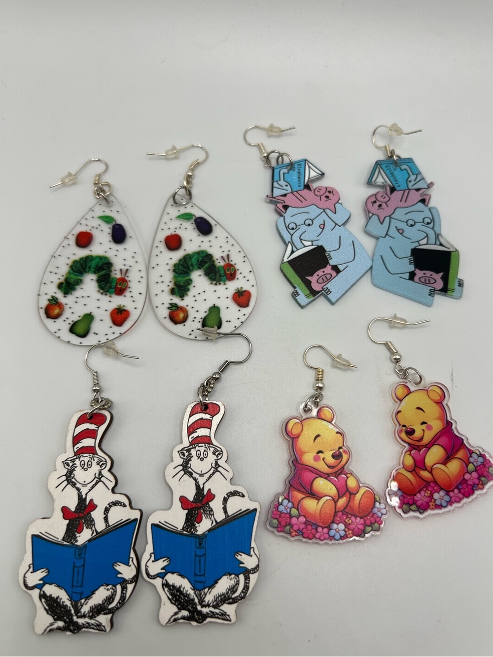 Book Lover Acrylic Dangle Earrings Teacher Library Dr. Seuss Hungry Caterpillar